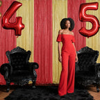 Red Sequin Backdrop Curtain 2 Pieces 2FTx8FT Glitter Photography Backdrop for Party Wedding Birthday Christmas Decorations