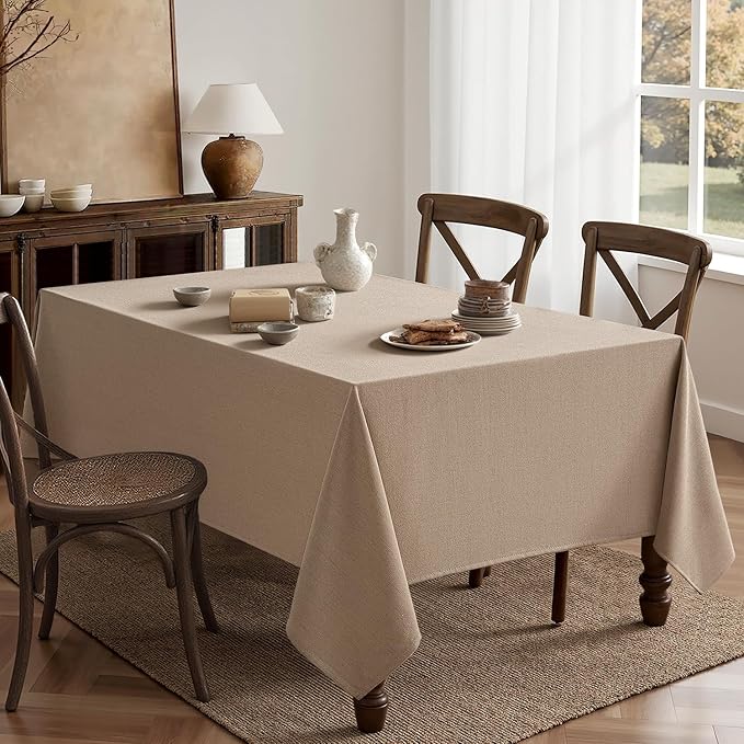 MIULEE Brown Linen Tablecloth 60x104 Inch Rectangle Table Cloth Waterproof,Stain Resistant & Wrinkle Resistant for Dining Party Wedding