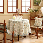 ISAENNE Designer Linen Round Tablecloth,Western Colorful Floral Indoor Table Cloth,Wrinkle Resistant Decor Tablecloths for Dining Thanksgiving Kitchen Christmas,Diameter 67"-Serenity B