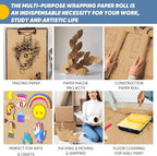 Wrapping Paper, 17.8" x 1200" Brown Kraft Paper Roll Bulletin Board Easel Poster Decorative Kraft Paper, Fathers Day Bouquet Flower Gift Wrap, Table Floor Covering Packing Shipping Moving Supplies
