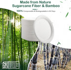 𝟕 𝐈𝐧𝐜𝐡, 𝟏𝟐𝟖-𝐏𝐚𝐜𝐤 Compostable Paper Plates, Heavy-Duty Biodegradable Disposable Dish Made from Bagasse, Perfeck for Snacks, Desserts, Party, Wedding and More (White)