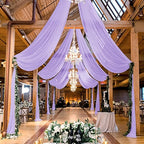 6 Panels Lilac Wedding Ceiling Drapes 5ftx30ft Ceiling Drapes Chiffon Fabric Arch Draping Sheer Curtains Soft Drapery Draping Wedding Ceiling Decorations for Party Ceremony Stage Swag