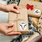 callie Personalized Christmas Stickers - Custom Name, 1.97 Inch Santa Deer Design Waterproof Merry Christmas Stickers Labels for Envelopes Seals Crafts Cards Gifts (30PCS)