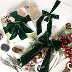Ribbli Forest Green Velvet Ribbon 1.5 Inch Handmade Frayed Vintage Christmas Ribbon for Gift Wrapping Christmas Tree Ornament Wreath Craft Home Decor -Total 3 Yards with Wooden Spool