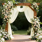 Wedding Arch Draping Fabric 29" x 18 FT Light Yellow Sheer Chiffon Outdoor Curtain Drapes for Wedding Birthday Party Ceremony Decor(2 Panels, Light Yellow)