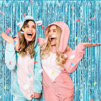 6 Pack Light Blue Foil Fringe Curtains Backdrop, 3.28 x 8.2 Ft Metallic Streamers Tinsel Curtains Background for Photo Booth, Birthday, Weddings, Carnivals, Graduation, Themed Party Decorations