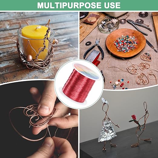 0.3mm Jewelry Wire, 28 Gauge 328FT Craft Wire Copper Beading Wire for Jewelry Making/Planting/Weaving/DIY Crafting, Soft Metal Wires [100M, Red]