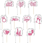 30 PCS He Asked She Said Yes Cupcake Toppers Glitter Engagement Cupcake Toppers Miss to Mrs I Do Love Heart Ring Miss to Mrs Cupcake Picks for Wedding Engagement Party Cake Decorations Supplies Pink