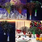 Patelai 16 Pcs LED Fiber Optic Lamp Color Changing Fiber Optic Night Light with Multicolor Glow Decorative Table Centerpiece for Sensory Bedroom Halloween Party Holiday Decorations (Metal,Bright)