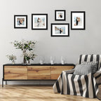 8x12 Picture Frame Set of 4 with HD Glass, Black Frame Display 6x8 Picture with Mat or 8 x 12 Without Mat, Wood Rustic Photo Frame for Tabletop and Wall Mounting