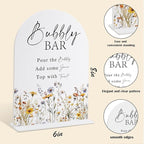 Wedding Signs for Ceremony and Reception, Boho Floral Acrylic Bubbly Bar Sign, Wedding Signage with Stand, Bridal Shower Table Centerpieces, Supplies for Engagement Reception and Event Party, 23