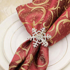 Halatool Set of 6 Christmas Rhinestone Snowflake Napkin Rings for Xmas Dining Table- Napkin Ring Holder for Christmas, Thanksgiving, Holiday Party Table Decoration