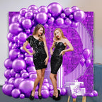 24PCS Purple Shimmer Wall Backdrop, Square Sequin Backdrops Panel, Glitter Wall Background for Birthdays, Weddings, Halloween, Engagements, Disco Bachelorette Party Decoration (4FTx6FT)