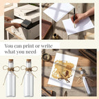 Baderke 24 Pcs 5.6 oz Message Bottles with Letter Printer Paper Plastic Bottles & Corks Twines for Message Invitations Birthday Wedding Baby Shower DIY Crafts Gift Party Favors (White)