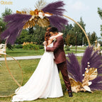 35" Faux Pampas Grass Decor, 8pcs Large Tall Fluffy Artificial Pompous Grass Branches Floral Fake Pompas Grass Bulrush Floor Vase Filler Flower Arrangement for Home Wedding Boho Decor, Purple