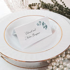CLEVER SIGNS Place Cards for Wedding or Party, Seating Place Cards for Tables, Scored for Easy Folding, Flower Design 100 Pack, 2 x 3.5 Inches