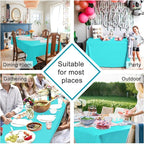 Hiasan 2 Pieces Solid Square Tablecloth - Waterproof and Spillproof Washable Polyester Fabric Table Cloth for Kitchen and Dining Room, Aqua, 54 x 54 Inch