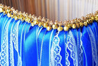 100 Pack Blue Lace Wedding Ribbon Wands Streamers with Bells Silk Fairy Wands Sticks Wedding Exit Ribbon for Party Activities Bridal Shower Send Off Holiday Celebration