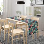 Kio Fish Table Runner Waves Japanese Tradition Art Printed Burlap Runner Home Kitchen Dining Table Living Room Decor Fabric 1 Panel W13xL90in
