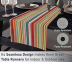 Ruvanti 100% Cotton Table Runner 108 Inches Long, Non-Slip, Stain Resistant, Washable & Reusable Table Runners Perfect for Wedding, Parties, Christmas, Holiday, in-Door use - Multi Stripe