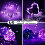 ZGWJ 12 Pack Fairy Lights Battery Operated, 7ft 20 Mini LED Fairy String Lights Silver Wire 3 Modes for DIY, Parties, Wedding, Bedroom, Halloween Christmas Decoration Purple