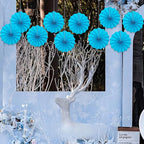 BARTHEW Blue Hanging Paper Fans,Blueaccessories Paper Decorations for Party,Blue Harmony Classroom Decorations,Party Decorations for Boys 8in Hanging Paper Fans 30 Color DIY Set (Sky Blue)