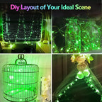 4 Pack 20FT 60LED Halloween Battery Operated Fairy Lights with Timer, Waterproof Battery String Lights Outdoor Indoor, Battery Twinkle Lights for Bedroom Wedding Birthday Party Christmas (Green)