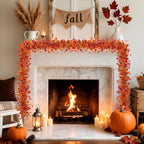 Fall Mums Flowers Artificial Garland for Decoration, 4 Pack 5.9 FT Faux Mums with Eucalyptus Leaves Ivy, UV Resistant Fake Fall Daisy Floral Vine Flowers for Home Garden Wedding Backdrop Decor