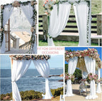 PARTISKY 10x7ft White Chiffon Backdrop Curtains (2 Panels 5x7ft Each) - Wrinkle-Free Sheer Fabric Photo Drapes for Wedding Ceremony Arch Birthday Baby Shower Photography Stage Decor