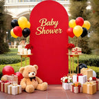 6.6FT Red Arch Cover - Polyester Fitted Wedding Arch Stand Covers Round Top Chiara Arch Backdrop Cover for Birthday Party Banquet Photo Background Decoration