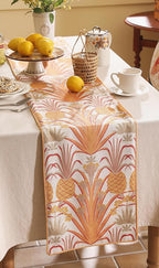 patdrea Designer Tropical Linen Table Runner 71 Inch Long, Yellow Vintage Elegant with Pineapple Pattern Table Mat,Decoration for Kitchen Dining Coffee Table Cover Banquet Christmas , 12"*71"