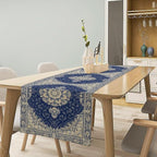 Boho Bohemia Style Dark Blue Table Runner, Country Rustic Farmhouse Magical Abstract Print Pattern for Home Kitchen Table Decor Dining Coffee Room Garden Party Decor 13x108in