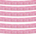 6 Pack 10 Feet Foil Fringe Garland Metallic Tinsel Streamers Banner Wall Hanging Curtain Backdrop Banner for Parade Floats, Thanksgiving, Christmas, Birthday, Halloween Party Decorations(Pink)