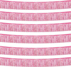 6 Pack 10 Feet Foil Fringe Garland Metallic Tinsel Streamers Banner Wall Hanging Curtain Backdrop Banner for Parade Floats, Thanksgiving, Christmas, Birthday, Halloween Party Decorations(Pink)