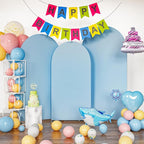 Spandex Anti Wrinkle Arch Backdrop Cover - High Elastic Fitted Arch Stand Cover Set of 3, Dusty Blue Round Top Chiara Backdrop for Wedding Birthday Party Garden Decor 6Ft, 6.6Ft, 7.2Ft