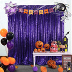 SquarePie Sequin Backdrop Less Transparent Background Sparkly Curtain for Wedding Halloween Party 6FT x 8FT Purple