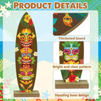 4 Pcs Surfboard Decorations for Party Welcome to Paradise Sign Tropical Bar Table Centerpieces Surfboard Beach Signs for Home Summer Theme Wood Tropical Birthday Party Decor(Tiki Style)