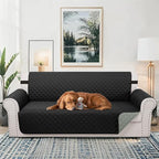 Reversible 4 Seater Sofa Cover 91 Inch Large Couch Cover Furniture Protector(Sofa XX-Large,Black/Grey)