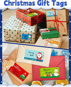 Greingways 500 Christmas Name Tags Stickers - Self Adhesive Labels for Gifts, Bags, Boxes, Wrapping Paper, Christmas Gift Tags Xmas Labels for Gifts Bags Boxes Xmas Holiday Wrapping Paper
