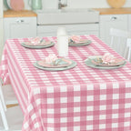 12Pack Table Cloth Rectangle Table, 54" x 108" Plastic Table Cloth Disposable, Waterproof Pink and White Checkered Table Cover for Outdoor Picnic Birthday Party Supplies Gathering BBQ Holiday Dinner