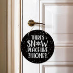 CGBHW Winter Wooden Sign, Snowy Holiday Hanging Sign Wall Decor for Room Home, Rustic Black Winter Snowflakes Christmas Door Decor 12 x 6 Inch