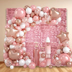 24PCS Rose Gold Shimmer Wall Backdrop, Square Sequin Backdrops Panel, Glitter Wall Background for Birthdays, Weddings, Graduation, Engagements, Disco Bachelorette Party Decoration (4FTx6FT)