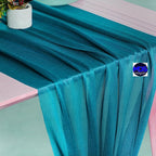 MDS Halloween Chiffon Table Runner - 12 Pack, 29 x 170 Inches, 14ft Each - Sheer Spooky Table Runners for Haunted House Parties, Trick-or-Treat Tables, Witchy Décor, Wedding & Events - Dark Teal