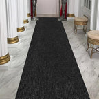 Ottomanson 2' x 14' Hallway Runner with Scraper Pile Extra Durable Non-Slip Rug Mat for Indoor & Outdoor Use - Ideal for Kitchen, Entryway, Patio & Garage - High-Traffic Carpet, Black