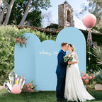 Spandex Anti Wrinkle Arch Backdrop Cover - High Elastic Fitted Arch Stand Cover Set of 3 Dusty Blue Round Top Chiara Backdrop for Wedding Birthday Party Garden 6.6FT, 7.2FT, 8FT