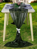 MDS Halloween Chiffon Table Runner - 10 Pack, 29 x 120 Inches, 10ft Each - Sheer Spooky Table Runners for Haunted House Parties, Trick-or-Treat Tables, Witchy Décor, Wedding & Events - Olive Green