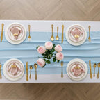 6Pack 9ft Chiffon Table Runner 14x108 Inch Sheer Romantic Table Runner for Wedding Birthday Party Bridal Shower Outdoor Decoration-Blue Mist