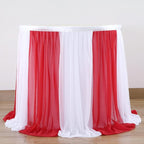 Reb and White Striped Table Skirt for Rectangle Tables or Round Tables for Carnival Circus Party 14ft Tulle Tutu Table Cloths Cover for Birthday Party Baby Shower Table Decorations
