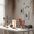 LeZakaa Halloween Dachshund Wrapping Paper Roll, Cute Dachshund Dogs with Pumpkins Bats for Pet Lovers, Kids, Family, Party, Trick-or-Treat Presents, Mini Roll 17 in x 16.4 Ft