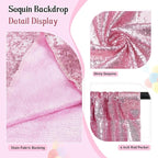 SquarePie Sequin Backdrop Curtain Not See Through Thick Glitter Background for Party 6FT x 8FT Fuchsia Pink